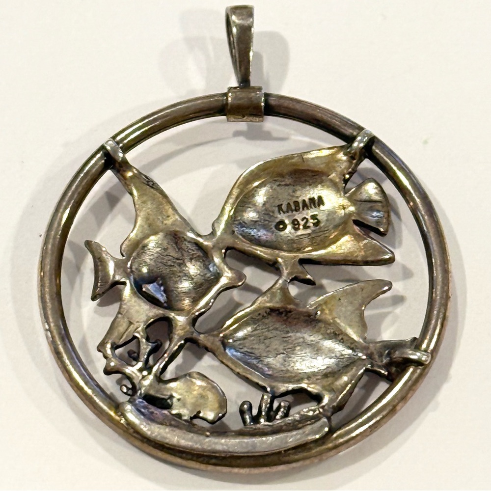 Kabana 925 Sterling Silver Fish Coral Reef Nautical Sea Puffy Etched Ocean - Picture 6 of 8